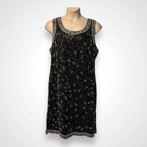 1980's Laurence Kazar New York Black Cocktail Dress Silk Sleeveless Beaded 3X
